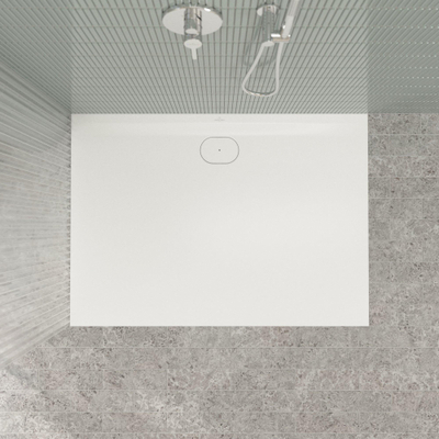 Villeroy & Boch Ecora douchebak - 140x100x3.5cm - afvoer lange zijde - stone white (wit)