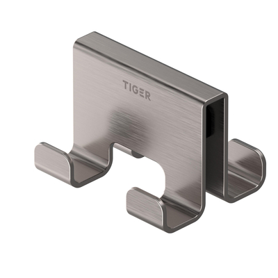 Tiger Caddy Handdoekhaak - voor glaswand - 6-8mm - dubbel RVS geborsteld