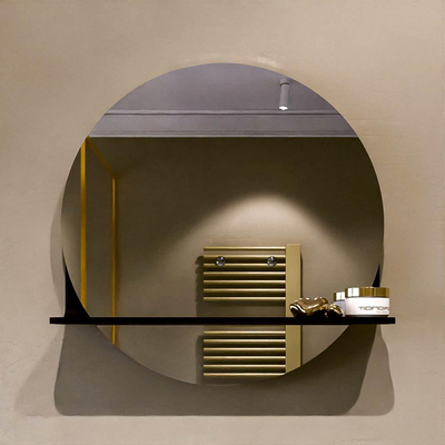 Mondiaz SPOT Miroir de salle de bains - rond 50cm - tablette de miroir - couleur Urban