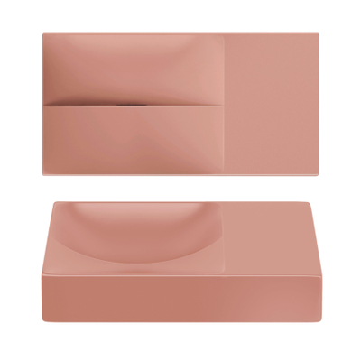 Clou Vale lave-mains 38 cm sans trou de robinet à droite rose mat céramique