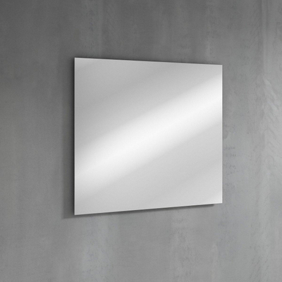 Saniclass Prime Blend Ensemble meuble de salle de bains - 80x55x46cm - 1 vasque rectangulaire en céramique blanche - 1 trou de robinet - 2 tiroirs - miroir rectangulaire - coton mat (beige)