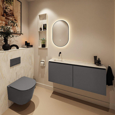 MONDIAZ TURE-DLUX meuble WC 120 cm Dark Grey. Lavabo EDEN Ostra position gauche. Sans trou de robinet.
