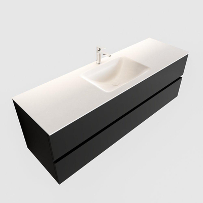 ENSEMBLE DE MEUBLE MONDIAZ VICA - 150 cm - 2 tiroirs - lavabo Cloud central - 1 trou de robinet - solid surface urban