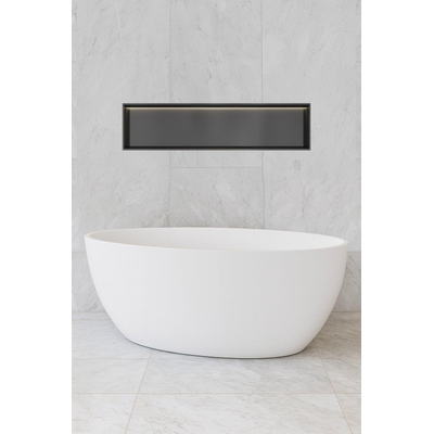Hotbath &MORE Boîte d'encastrement ou niche d'encastrement - 30x120x10 - avec LED IP44 - Noir brossé PVD