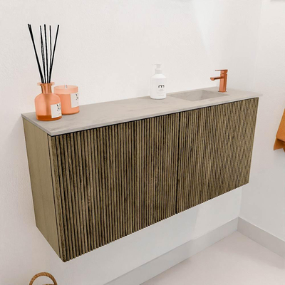 Mondiaz JOYA-DLUX 90cm toiletmeubel - kleur Dusk - Wastafel FAYE positie Rechts 1 kraangat kleur Opalo.