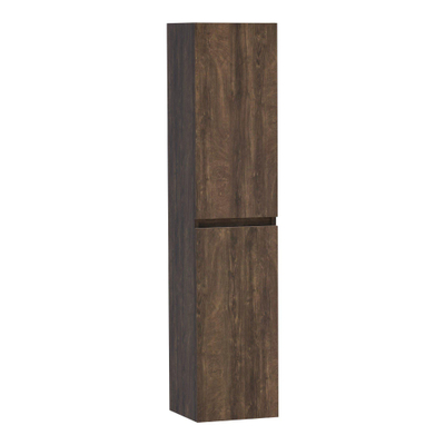 Saniclass Solution Badkamerkast - 160x35x35cm - 2 greeploze links- rechtsdraaiende deur - MFC - burned bark