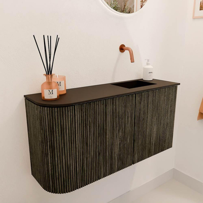 Mondiaz JOYA 81.6cm toiletmeubel - ronding links kleur Shadow - Wastafel FAYE positie Rechts Zonder kraangat kleur Urban.