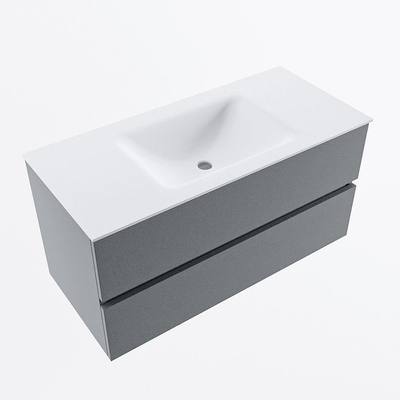 Mondiaz VICA ensemble de meuble de salle de bain - 100cm - meuble sous-vasque plata - 2 tiroirs - lavabo cloud milieu - 1 trou de robinet - version haute de 60cm - talc