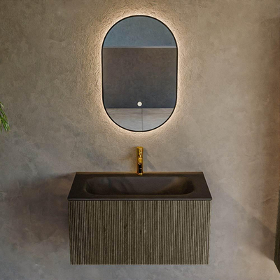 Mondiaz KURVE Ensemble meuble de salle de bains - 80x46x40cm - 1 tiroir - lavabo solid surface - central - 1 trou de robinet - Shadow