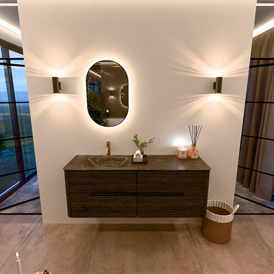 Mondiaz CIRO-DLUX Badkamermeubelset - 140x45x50cm - Solid surface wastafel Lava - 1 wasbak Links - 1 kraangat - 4 lades - Shadow