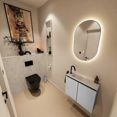 MONDIAZ TURE-DLUX 60cm toiletmeubel Plata. EDEN wastafel Opalo positie links. Met 1 kraangat.