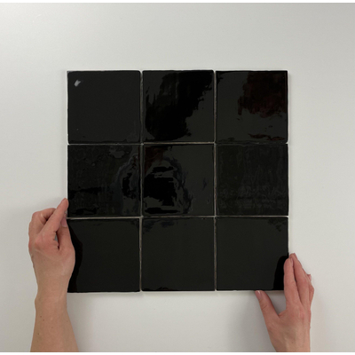 ÉCHANTILLON Par Goof Carreau mural Ancien Hollandais blanc noir Vintage Brillant Noir