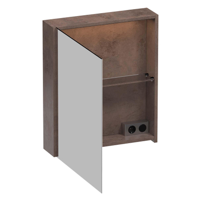 BRAUER Impress Deluxe armoire de toilette - 60x70x15cm - éclairage interne et externe - 1 porte de miroir double face à ouverture à gauche Erosion
