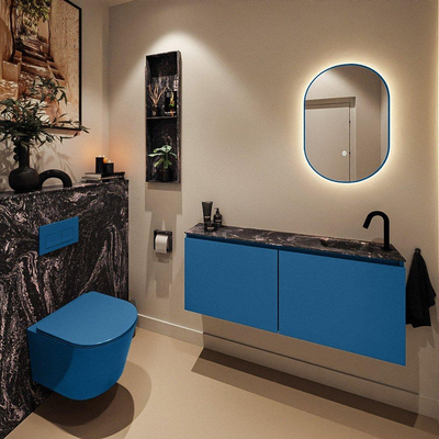 MONDIAZ TURE-DLUX Meuble toilette - 120cm - Jeans - EDEN - vasque Lava - position droite - 1 trou de robinet