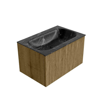 Mondiaz KURVE-DLUX Ensemble de meuble salle de bain - 70x46x40cm - 1 tiroir - lavabo en solid surface - milieu - 1 trou de robinet - Dusk
