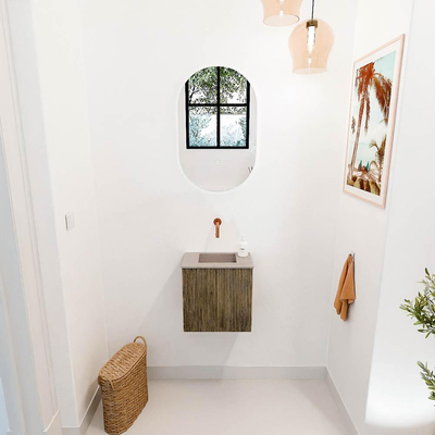 Mondiaz JOYA-DLUX 40cm toiletmeubel - kleur Dusk - Wastafel FAYE positie Midden Zonder kraangat kleur Saba.
