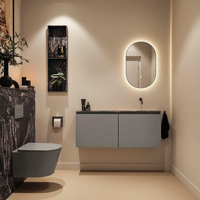 MONDIAZ TURE-DLUX Meuble toilette - 120cm - Smoke - EDEN - vasque Lava - position droite - sans trou de robinet