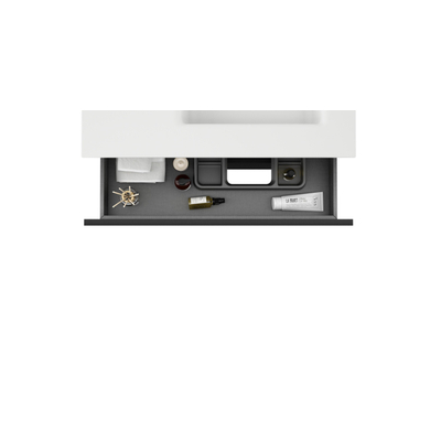 Saniclass Chaci Meuble bas de salle de bains - 80cm - 2 tiroirs - sans poignées - noir mat