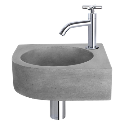 Differnz Cleo pack lave-mains d'angle – 31,5 x 31,5 x 10 cm – béton gris – robinet courbé chromé à croisillon