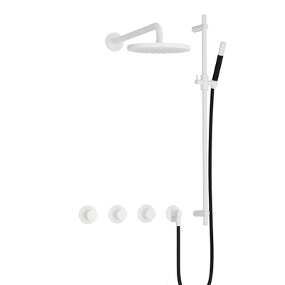 Hotbath Cobber IBS70 Regendoucheset inbouw - 38.5cm wandarm - 20cm ronde hoofddouche - staafhanddouche - glijstang - wit mat