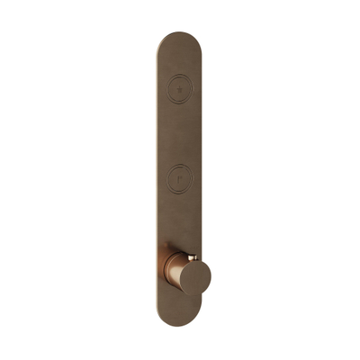 Hotbath Cobber Afbouwdeel inbouwthermostaat - met 2 pushbuttons verticale plaatsing - verweerd messing verouderd goud