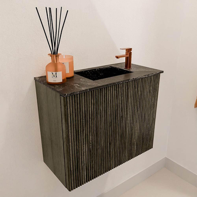 Mondiaz JOYA-DLUX 50cm toiletmeubel - kleur Shadow - Wastafel FAYE positie Rechts 1 kraangat kleur Lava.