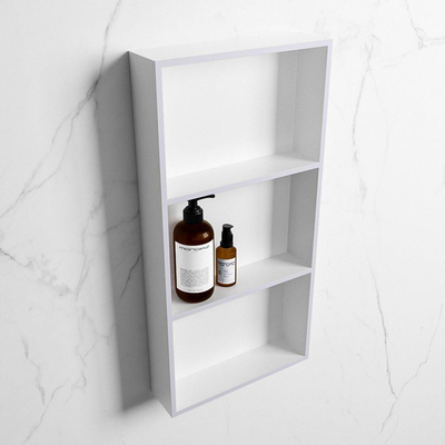 Mondiaz Easy nis 29.5x59.5x8cm voor Inbouw/opbouw 3 open vakken Solid surface Talc/Cale