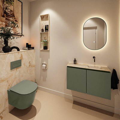 MONDIAZ TURE-DLUX 80cm toiletmeubel Army. EDEN wastafel Frappe positie rechts. Zonder kraangat.