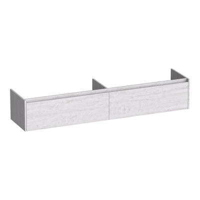 BRAUER Embrace meuble sous-lavabo - 198x35x45.5cm - 2 tiroirs softclose - sans poignées - 2 découpes pour siphon - Forest Seashell