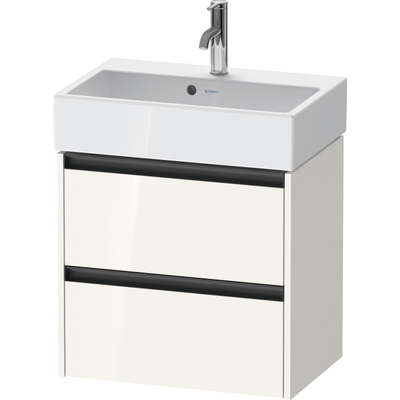 Duravit Ketho 2 Meuble sous-lavabo - 2 tiroirs - 58.4x39x54.9cm - poignées anthracite - blanc brillant