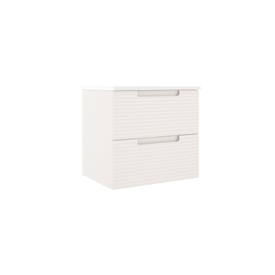 Saniclass Prime Balance Meuble sous lavabo - 60x55x44.9cm - 2 tiroirs - Poignée intégrée - MDF - coton mat (beige)