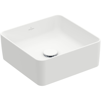 Villeroy & Boch Collaro opzetwastafel vierkant - 38x38cm - zonder overloop - zonder kraangat CeramicPlus - Stone White (mat wit)