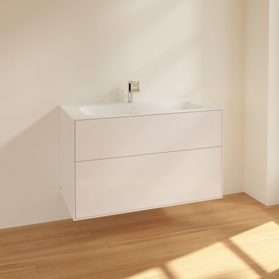 Villeroy & Boch Finion wastafelonderbouwkast met 2 ladenen 99.6x59.1x49.8cm v. meubelwast. 4164 AO/A2/AB/A1 glossy wit