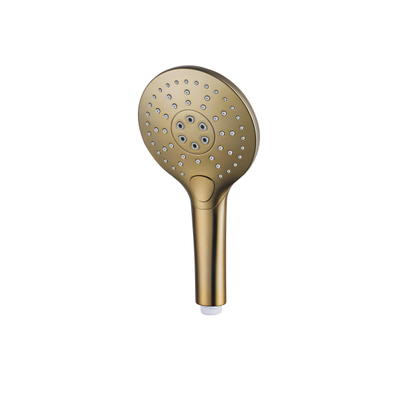 FortiFura Calvi Ensemble de douche avec barre curseur - douchette ronde - flexible lisse - Laiton brossé (doré)