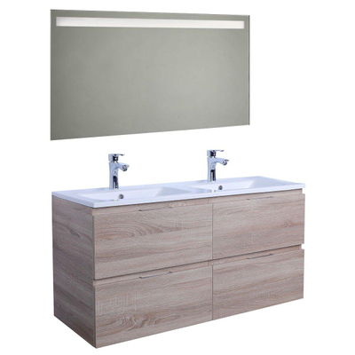 Adema Looks Set meuble salle de bains 120x45.5x58cm avec trop-plein et miroir Bois