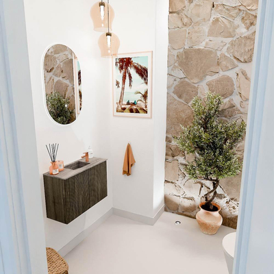 Mondiaz JOYA-DLUX Meuble de toilette 60cm - couleur Shadow - Lavabo FAYE position Milieu 1 trou de robinet couleur Oza