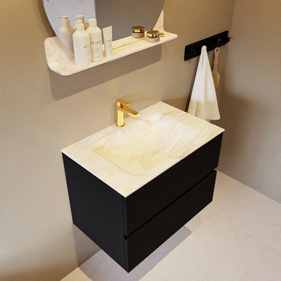 Mondiaz VICA-DLUX ensemble de meuble de salle de bain - 70cm - meuble sous-vasque urban - 2 tiroirs - lavabo encastré cloud milieu - 1 trou de robinet - version haute de 60cm - ostra