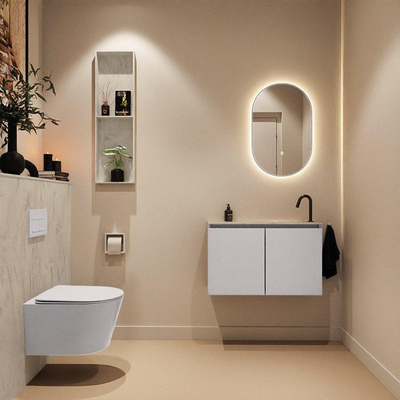 MONDIAZ TURE-DLUX Meuble de toilettes 80 cm Cale. EDEN lavabo Opalo position droite. Avec 1 trou de robinet.
