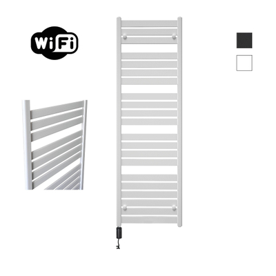 Sanicare HVW - Moda Radiateur électrique - 160x60cm - 1159W - wifi - thermostat - noir - en bas à gauche - blanc mat