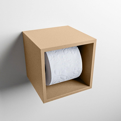 Mondiaz EASY Porte-rouleau de papier toilette - CUBE 169 - 16x16x16cm - solid surface - Oro