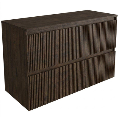 Saniclass Holz Atelier Badkamermeubelset - 140x45x60cm - topblad - zonder kraangaten - 4 lades - Charcoal