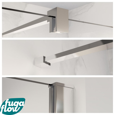 FugaFlow Eccelente Vetro ensemble de profil 200cm + barre de renfort 120cm chrome -