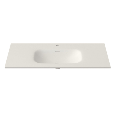 Saniclass Flow Meuble lavabo - 101x46x1.5cm - trop-plein - 1 vasque centrale - 1 trou de robinet - solid surface blanc mat