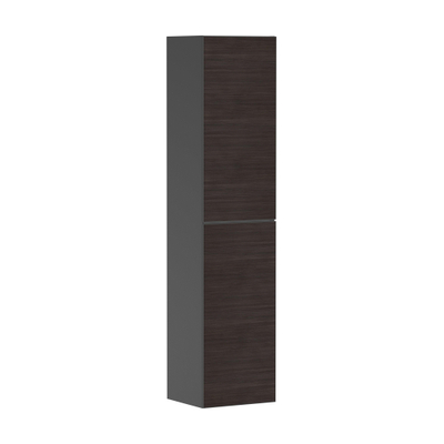 Hansgrohe Xevolos E Armoire haute - 176x40x37cm - 2 portes - façade dark oak - push to open - charnière à droite - slate matt grey
