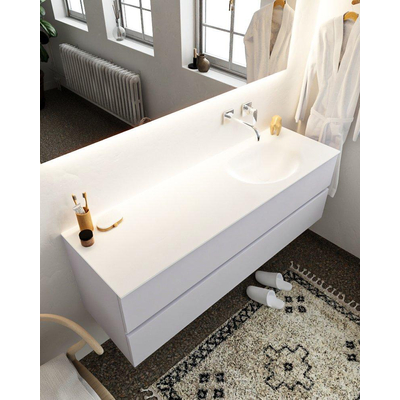 Mondiaz VICA Ensemble de meuble de salle de bain - 150cm - meuble sous-vasque cale - 2 tiroirs - lavabo moon droite - sans trou de robinet XL version 60cm haut