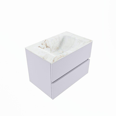 Mondiaz VICA-DLUX Ensemble de meuble de salle de bain - 70cm - meuble sous-vasque cale - 2 tiroirs - lavabo encastrée cloud milieu - sans trous de robinet - version haute de 60cm - frape