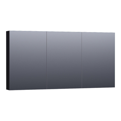 BRAUER Impress armoire de toilette – 139 x 70 x 15 cm – 3 portes, portes-miroir double face – Noir mat