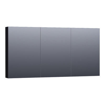 BRAUER Plain Spiegelkast - 140x70x15cm - 3 links- en rechtsdraaiende spiegeldeuren MDF - mat zwart