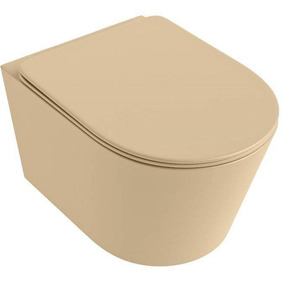 Mondiaz LAVIE hangtoilet – spoelrandloos – 36 x 53 cm – met softclose zitting – Sand (beige)