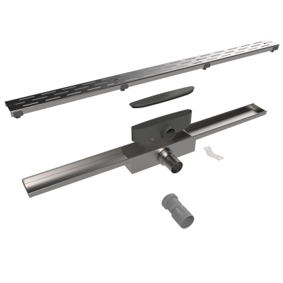 Easy Drain Compact afvoergoot enkele plaat met zijuitloop 6x120cm 30mm RVS OUTLETSTORE